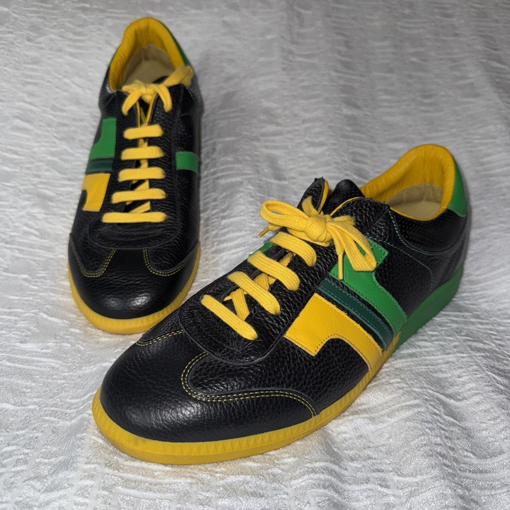 Rare Tisza Men's Soccer Loafers Brazil Green Yellow Sz 11.5 Eu 45 World Cup